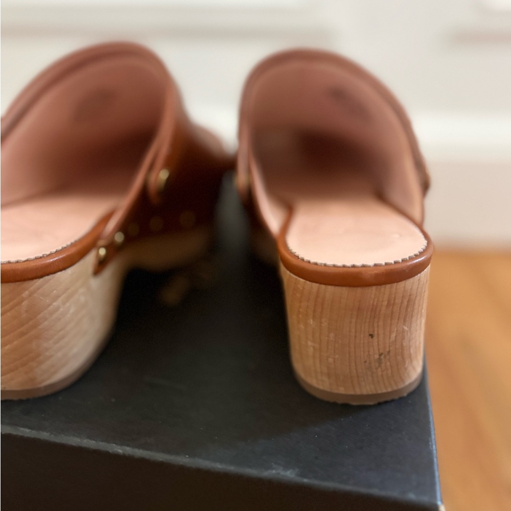 J. Crew Cognac Leather Studded Clog Mules - Picture 5 of 8